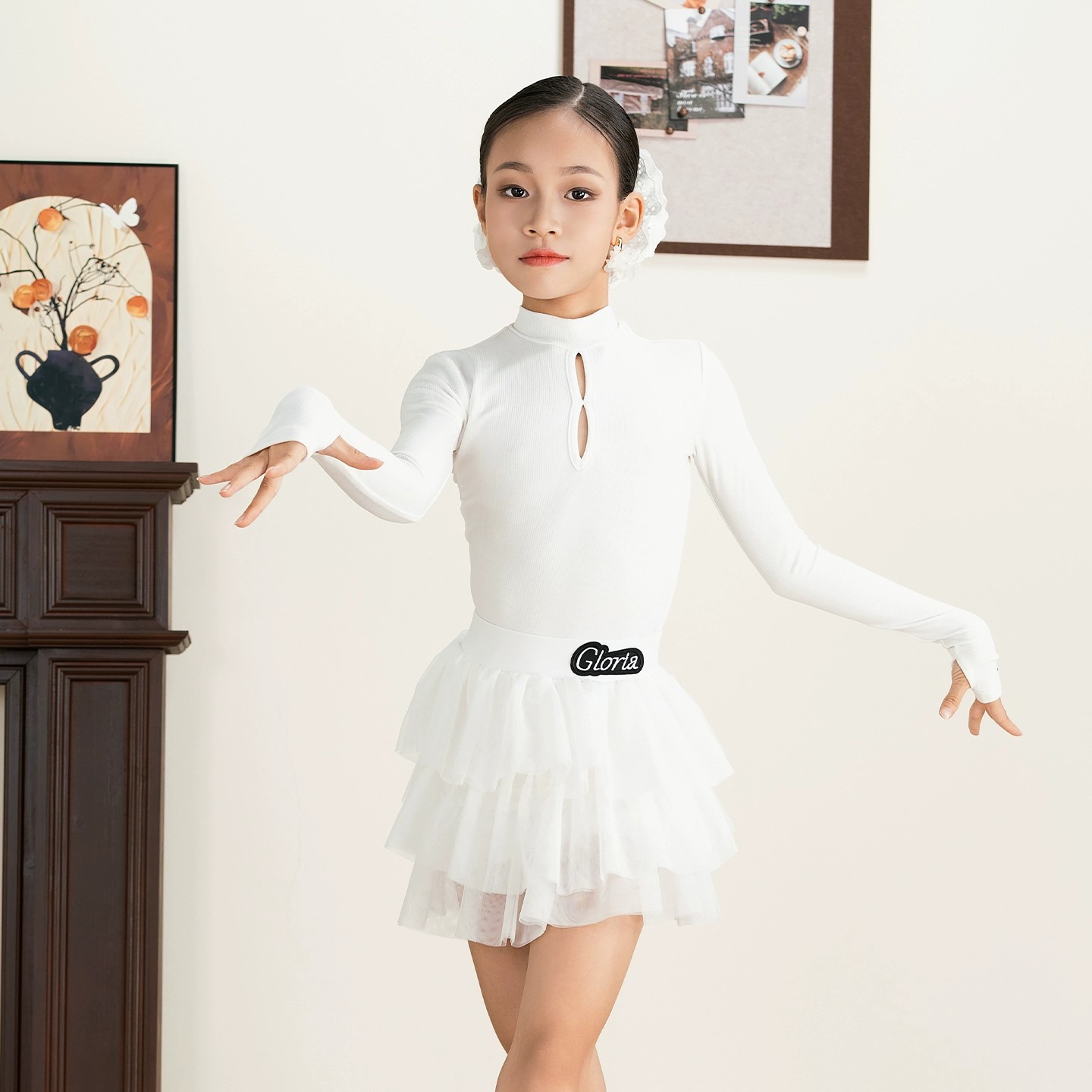 歌瑞亚2025新款拉丁舞蹈服女童练功服少儿拉丁舞演出表演服G1399