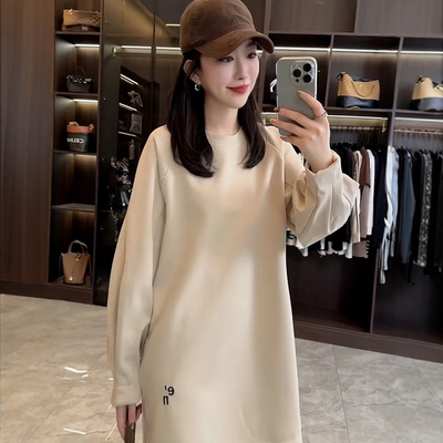 潮牌字母刺绣圆领卫衣女长袖上衣