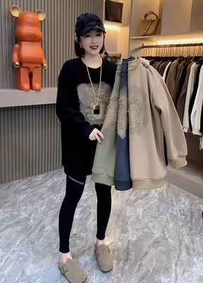 重工烫钻兔子加绒加厚纯棉卫衣