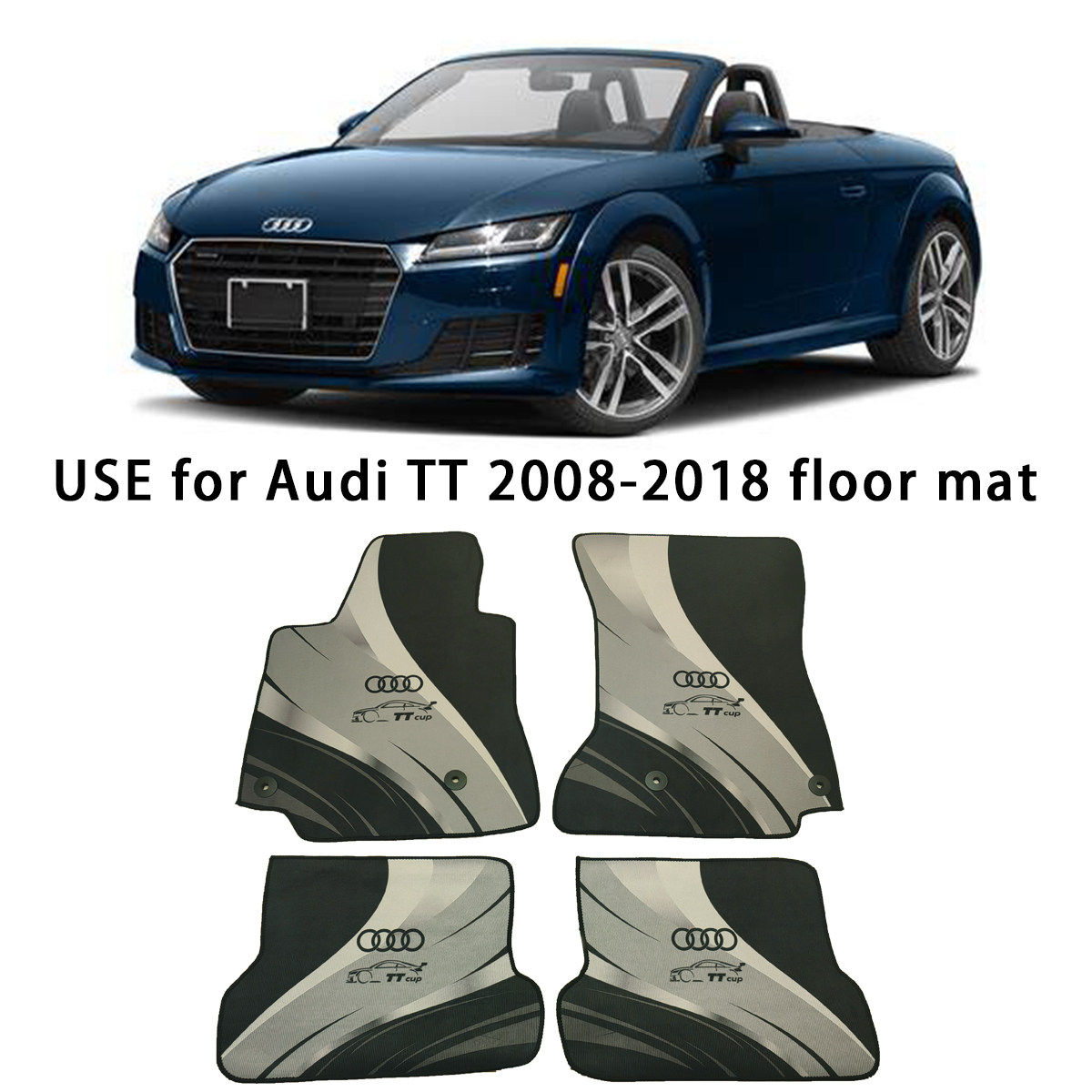 适用于audi奥迪TT/TTS绒面汽车脚垫原车卡扣赛道易清洗轻薄地毯垫