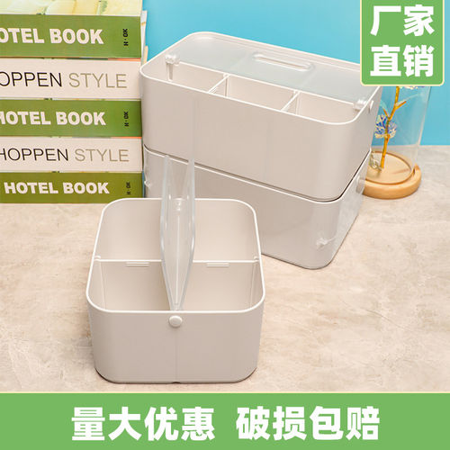 批发桌面收纳盒塑料翻盖零件盒
