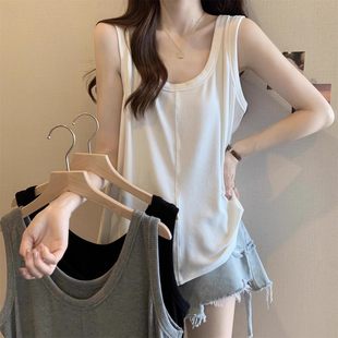 胖mm遮肚外穿内搭打底无袖 宽松吊带背心女大码 上衣 新款 2025春夏季