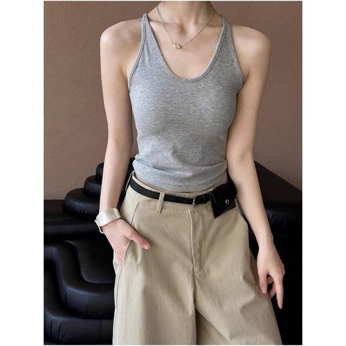 95棉带胸垫U领大码吊带背心女春夏季新款无袖内搭美背遮副乳上衣