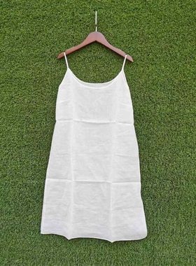 100%精梳棉打底裙连衣裙大码白色宽松内搭中长款打底吊带背心衬裙