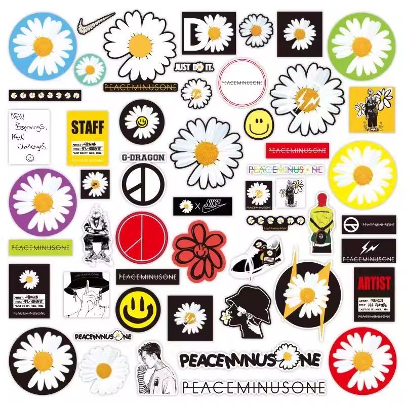 权志龙GD小雏菊潮牌平板电脑手机贴纸个性潮流滑板吉他行李箱贴纸