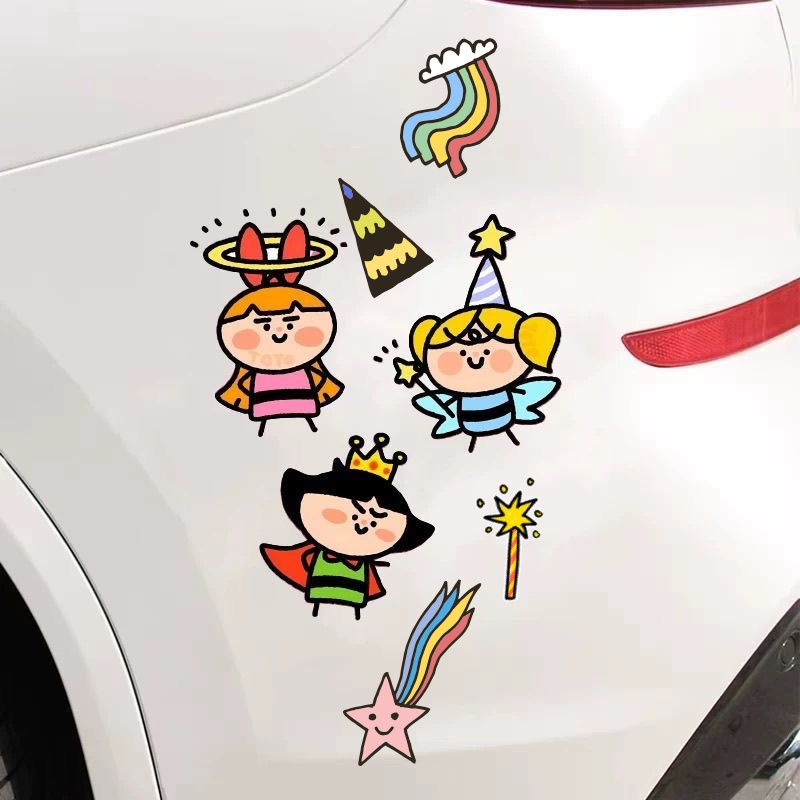 飞天小女警汽车贴纸个性创意车门车窗电动车身笔记本电脑装饰贴画