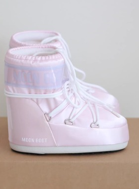 「国现」MOON BOOT意大利低筒雪地靴月球靴PEARLY粉色2025新款