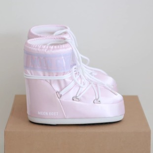「国现」MOON BOOT意大利低筒雪地靴月球靴PEARLY粉色2025新款