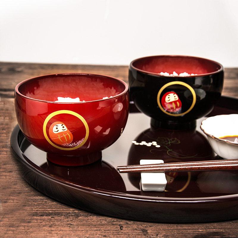QIU器物 日本漆器工芸木质日式夫妻对碗套装 结婚礼品装
