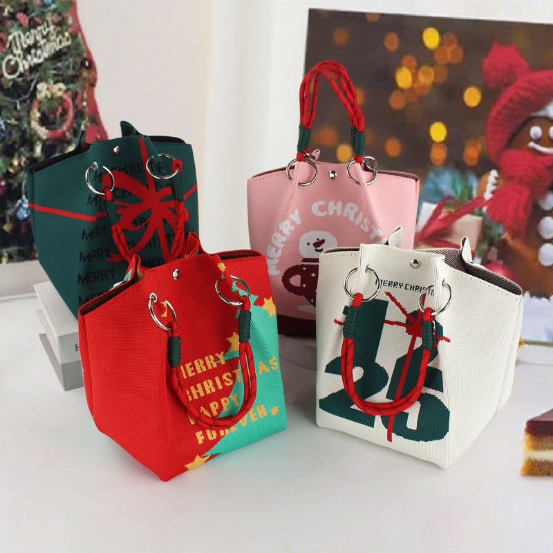 针织卡通伴手礼针织背心小方包女士手提包小众设计节庆礼品袋大号