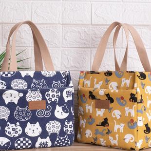 帆布手提包上班带饭饭盒袋子铝箔加厚午餐包日式手提包手拎保温袋