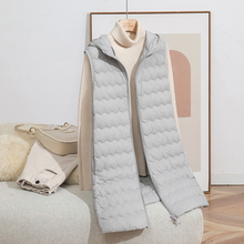 90绒中长款超薄羽绒服马甲女连帽妈妈装内胆大码背心保暖坎肩冬季
