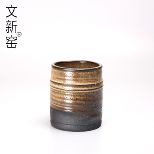 文新窑全手工男杯功夫茶杯紫砂茶盏 陶瓷品茗杯日式茶具