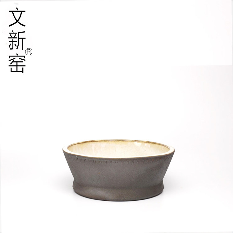 文新窑紫砂铁回纹水洗笔洗陶瓷茶洗粗陶水盂干泡茶道茶具套装包邮
