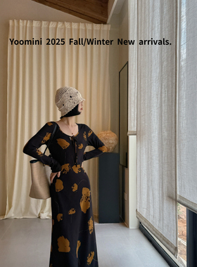 YOOMINI-OWENANA墨韵垂烟·印花透视修身连衣裙+内搭吊Y10871-DLY