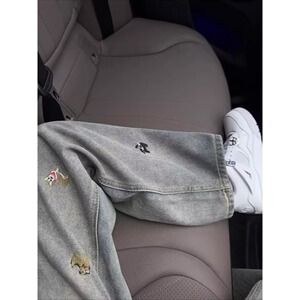 网图现货     美式宽松休闲直筒刺绣牛仔裤K858/P45图片