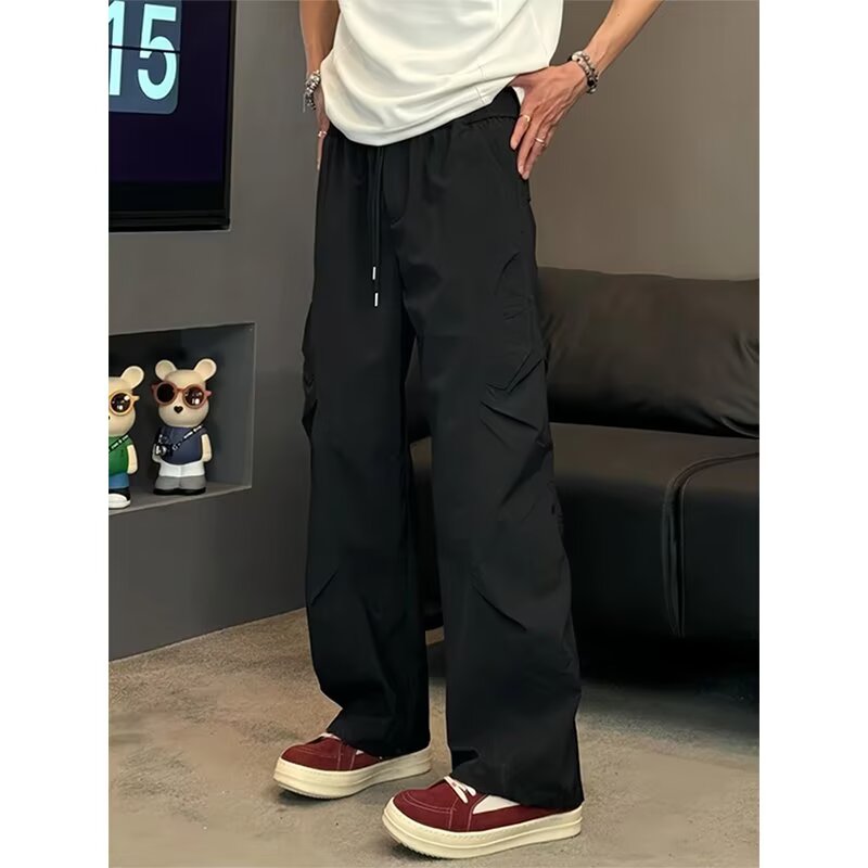 褶皱拼接设计感裤子男生春秋季户外运动登山潮牌宽松直筒阔腿长裤，商品下架区商品下架区，星座205-3