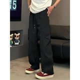 褶皱拼接设计感裤子男生春秋季户外运动登山潮牌宽松直筒阔腿长裤，商品下架区，星座205-3