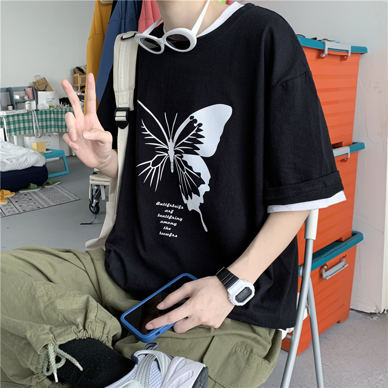 夏季反光港风宽松印花短袖T恤潮流205-3#T13/P25图片