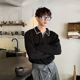 网图现货秋季美式贝壳绣麦穗纹针织打底衫男女W47/P45，男装针织衫/毛衣，星座205-3