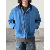 藏蓝色底特律工装外套男款春秋翻领棒球服cleanfit拼接哈灵顿夹克，男装夹克，星座205-3
