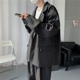 2021秋新款西装港风纯色帅气宽松小西装百搭上衣205-3#/，男装西服，星座205-3