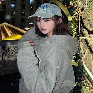 现货 美式高街卫衣外套男女宽松慵懒风盐系外套W229/P55图片