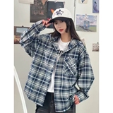 网图404同款原版做法全棉连帽刺绣加厚长袖格子衬衫C8636/P60，男装衬衫，星座205-3