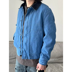 藏蓝色底特律工装外套男款春秋翻领棒球服cleanfit拼接哈灵顿夹克图片
