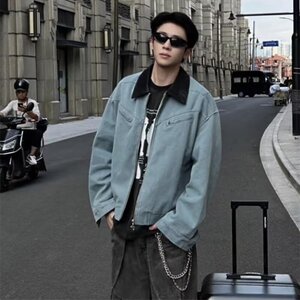 现货 底特律帆布翻领撞色宽松夹克男JK881/特P70图片