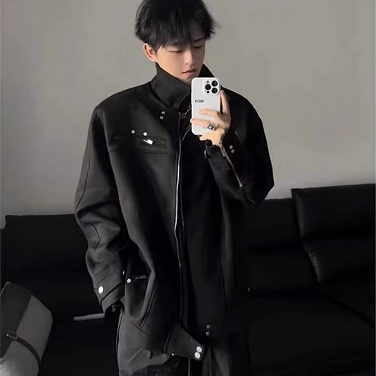 现货秋季鹿皮绒外套男美式拉链设计感小众夹克潮上衣5633/特P70，男装夹克，星座205-3