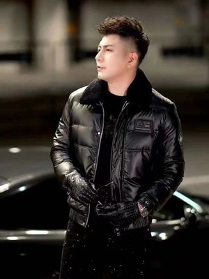 秋冬季新款毛毛领可拆卸羽绒服夹克外套时尚男士休闲高级感棉服