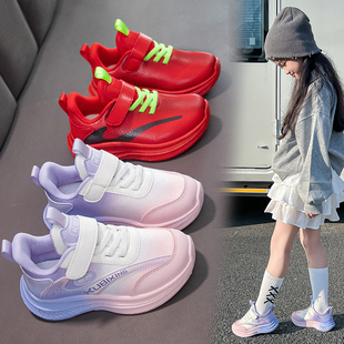 儿童运动鞋红色女童鞋子春秋款小女孩休闲百搭潮鞋软底街舞女童鞋