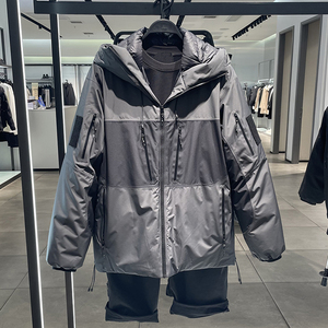 G家羽绒服男冬季连帽户外工装拼色加厚刘雯同款鸭绒冲锋衣外套潮