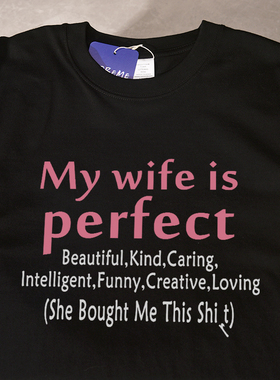 新版My wife is perfect夏季新款短袖t恤宽松休闲纯棉男女情侣