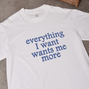 wants more夏季 新款 t恤宽松休闲纯棉百搭男女情侣 短袖 want