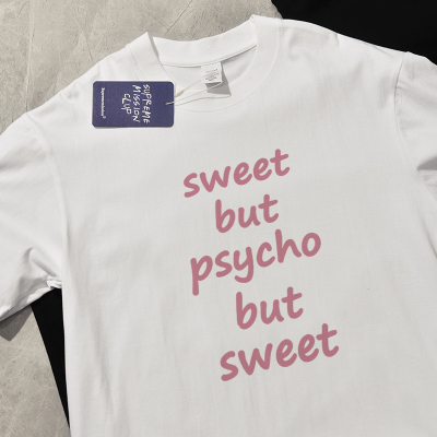 cute but psycho夏季新款ins风短袖t恤宽松休闲纯棉百搭情侣男女