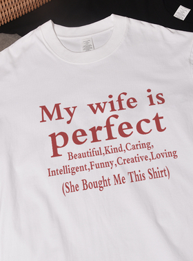 my wife husband 夏季新款ins风短袖t恤宽松休闲纯棉百搭男女情侣