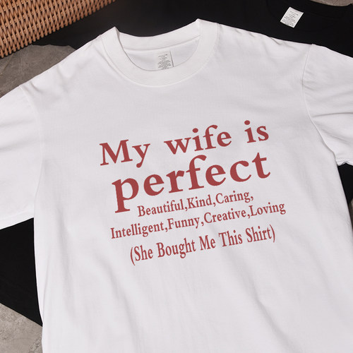 my wife husband 夏季新款ins风短袖t恤宽松休闲纯棉百搭男女情侣