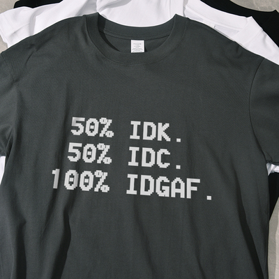 100%IDGAF含义英文夏季新款短袖t恤宽松休闲纯棉百搭男女情侣