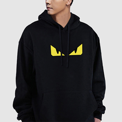 恶魔眼睛时尚印花加厚连帽卫衣男