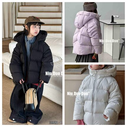 儿童连帽羽绒服男女童加厚白鸭绒面包服冬季保暖外套