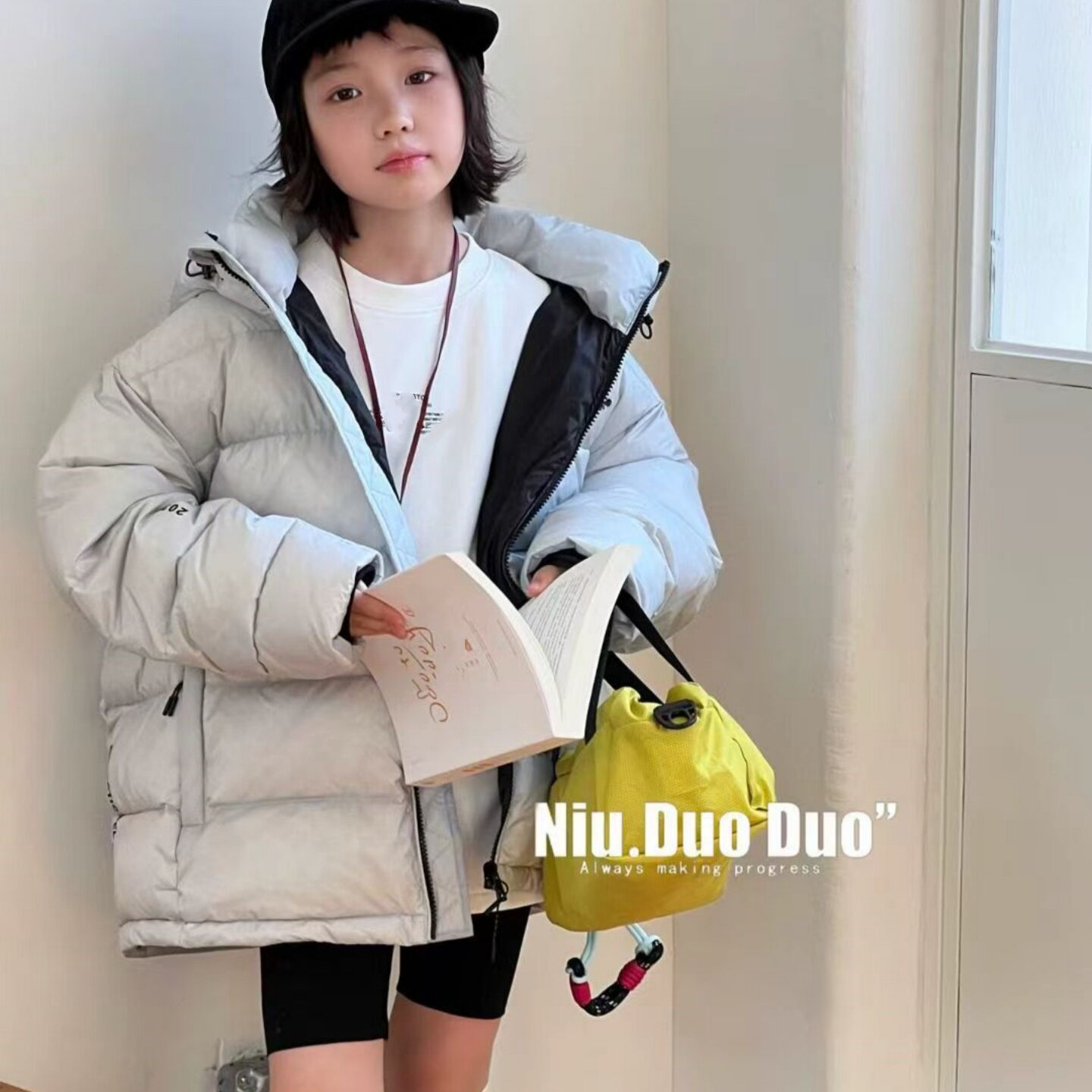 牛哆哆连帽短款羽绒服女加厚保暖蓬松面包服冬季外套男女童新款