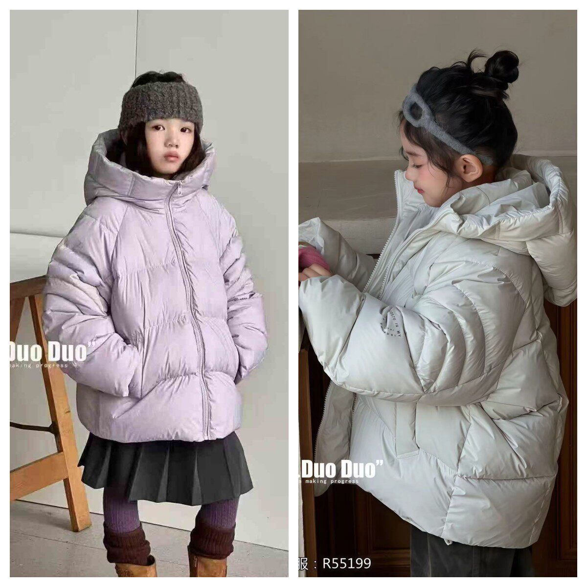 牛哆哆儿童90白鸭绒羽绒服女童加厚连帽中长款冬季外套2025新款