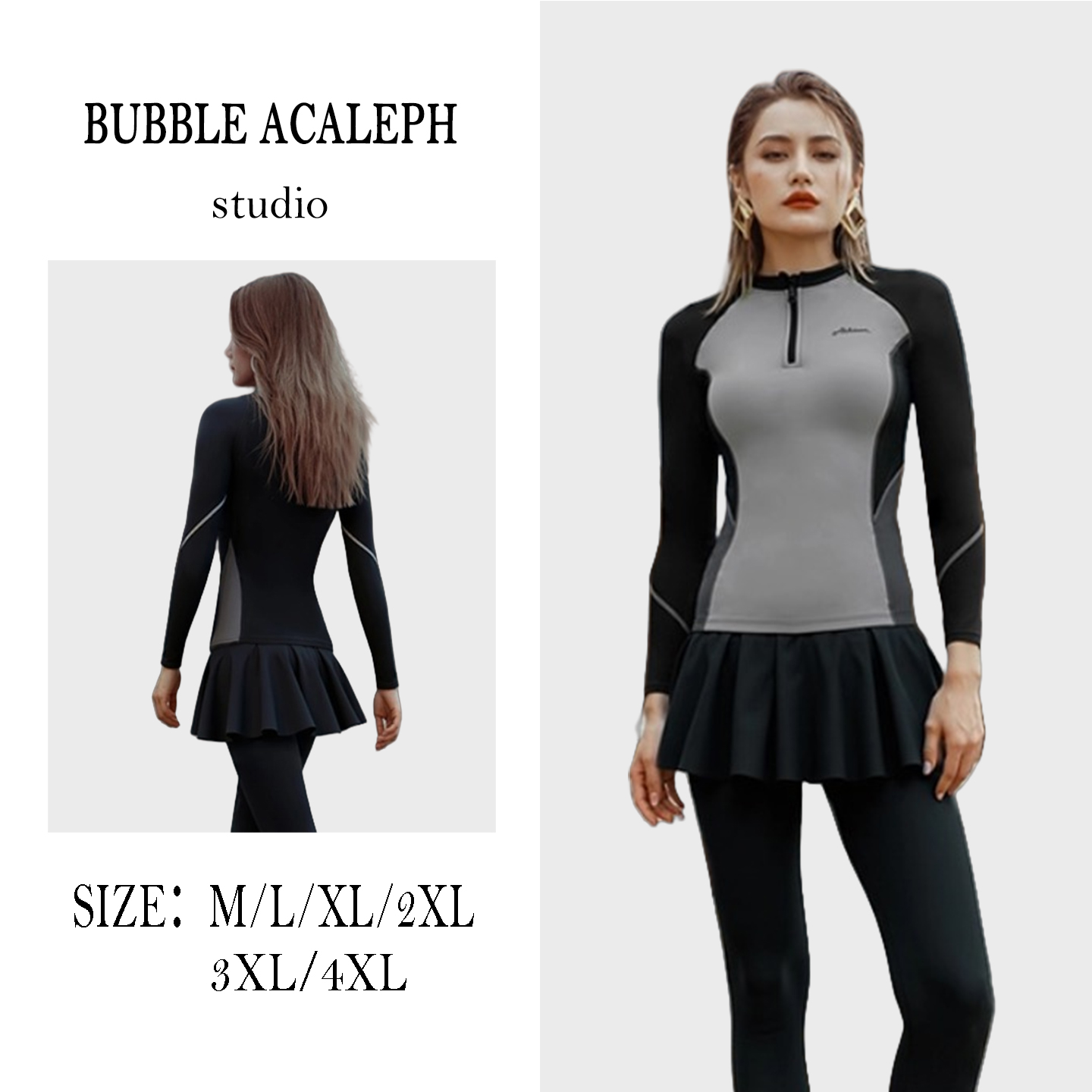 潜水服泳衣女韩国长袖长裤防晒水母衣分体三件套大码浮潜冲浪套装