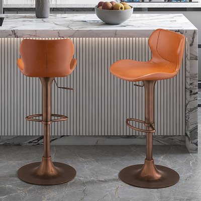 意大利进口头层牛皮真皮吧台椅  升降旋转靠背轻奢设计师款7277