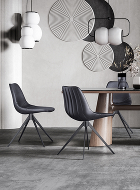 HEDUEN轻奢黑色餐椅现代简约洽谈椅子旋转软包北欧复古座椅H526