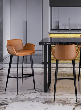 设计师款靠背简约中岛台家用轻奢现代高美式高脚凳子吧台椅子7171