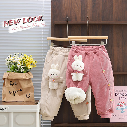 女童冬款裤子洋气运动裤加厚