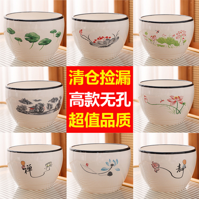 水仙花铜钱草花盆清仓捡漏陶瓷无孔碗莲大口径水培高款花盆容器